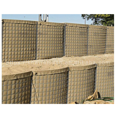 350g Zink-Aluminium-Material Verteidigungsbarrieren Schweiß Gabion-Wand mit Sand / Grün Geotextil