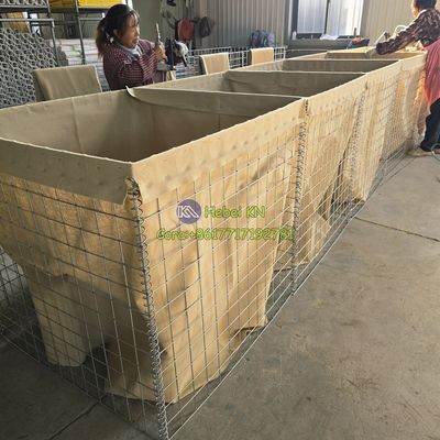 Flood Control Defensive Barrier use Galvanized Welded Gabion Box Lined Geotextile Cloth