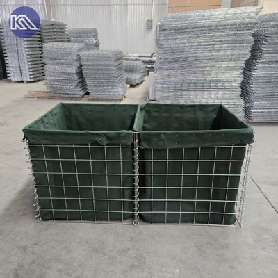 Schwerlast 3 Zoll Mesh Hole Gabion Basket MIL1 1.37M Hoch Hesco Barriere geschweißte Gabion Box mit Geotextil Stoff ausgekleidet
