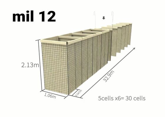 Militärische Barriere aus feuerverzinktem Stahlgitter mit mehrzelliger Konstruktion für einfache Installation
