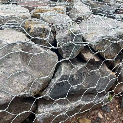 Großhandelspreis Böschungssicherung 2x1x1m PVC-beschichtete gewickelte sechseckige Gabione 80x100mm langlebige Galfan-verzinkte Gabionenkorb-Box