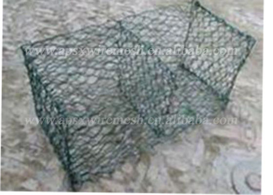 PVC des Grün-Q235 beschichtete sechseckigen Stein füllte Gabions