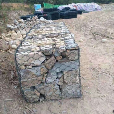 2mx1mx1m Gabion Mesh Basket Galvanized Double Twist sechseckiger Draht-Steinkäfig