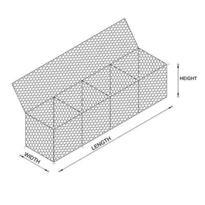 2 x 1 x 1 Flexibilitäts-Stein füllte Draht-Käfige, die PVC Gabions-Kasten-Rostbeständigkeit beschichtete